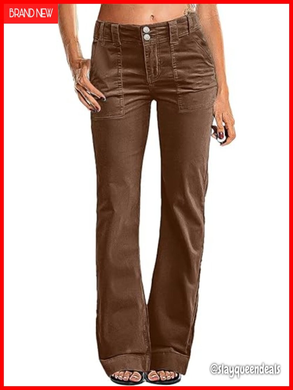 Women's Mid Rise Wide Leg Corduroy Pants Work 31" Inseam